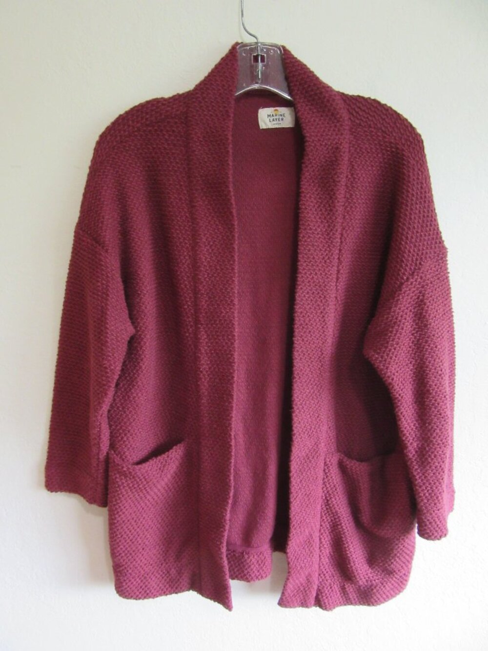 Marine Layer Burgundy Knit Open Cardigan M Sweater
